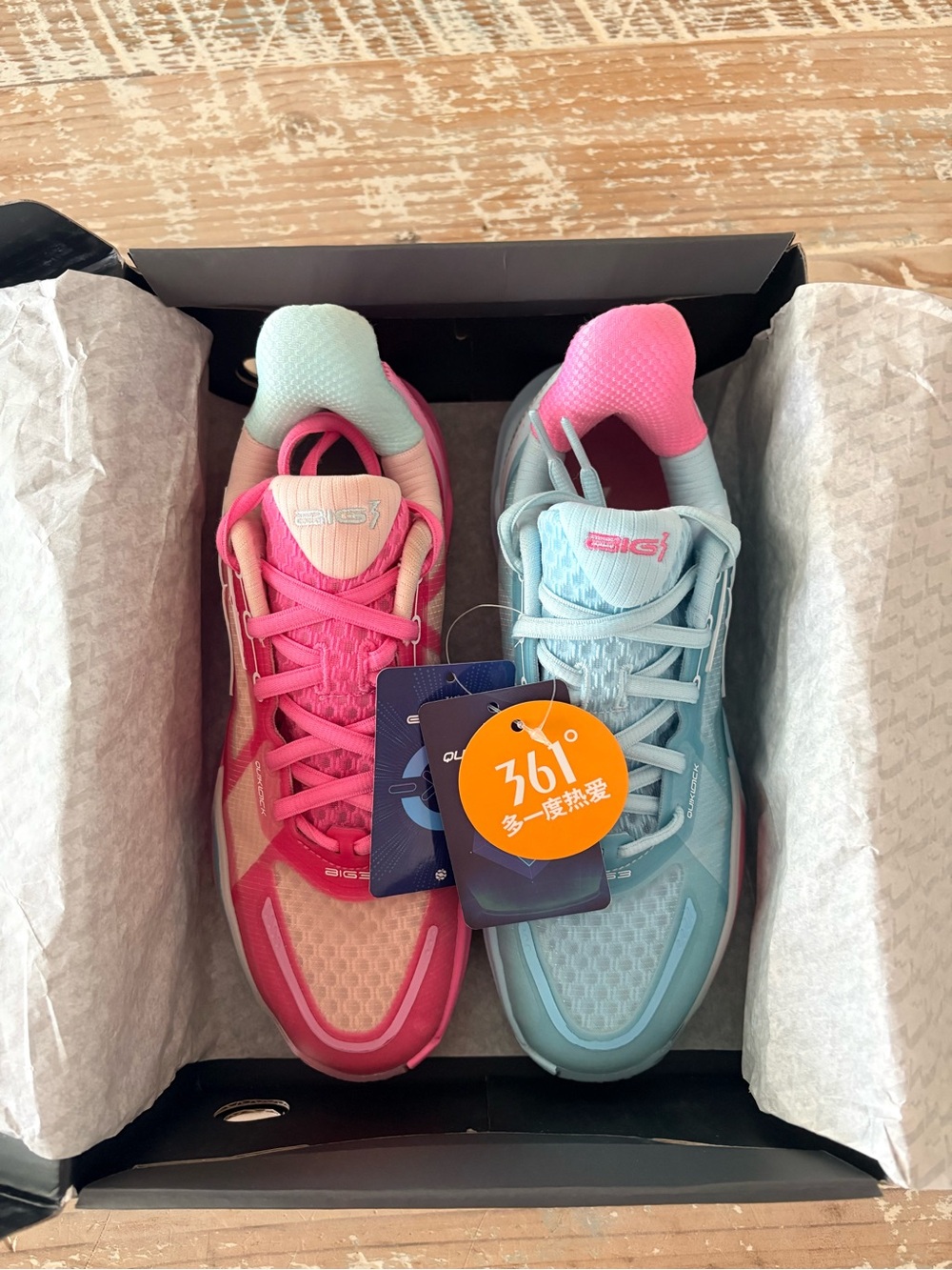 361° Big3 4.0 Quick Reverse WOMENS 7.5 MENS 6 Pink/Blue Court Vball Bball Shoes